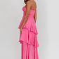 Madrid Summer Tiered Ruffle Maxi Dress Pink - thumbnail 2