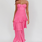 Madrid Summer Tiered Ruffle Maxi Dress Pink - thumbnail 3