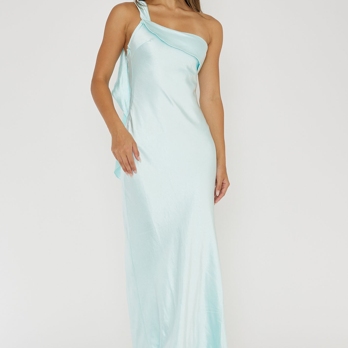 Carmel One-Shoulder Sash Maxi Dress Ice 1