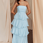 Giavana Strapless Layered Midi Dress Pale Blue - thumbnail 1