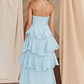 Giavana Strapless Layered Midi Dress Pale Blue - thumbnail 2