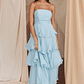 Giavana Strapless Layered Midi Dress Pale Blue - thumbnail 3