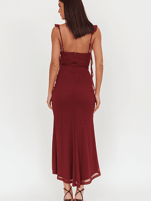 Blushing Ruffle Trim Maxi Dress Wine