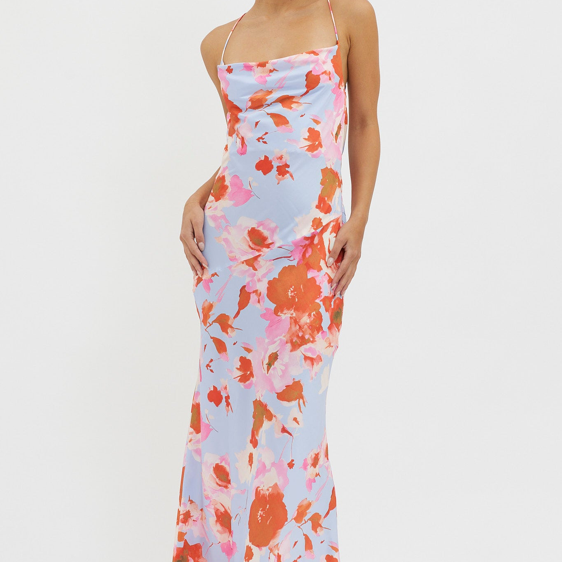 Dream Walk Cowl Back Tied Dress Print Pink 1