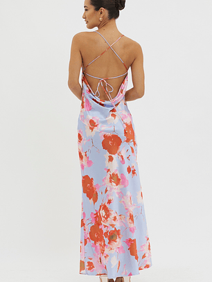 Dream Walk Cowl Back Tied Dress Print Pink
