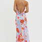 Dream Walk Cowl Back Tied Dress Print Pink - thumbnail 2