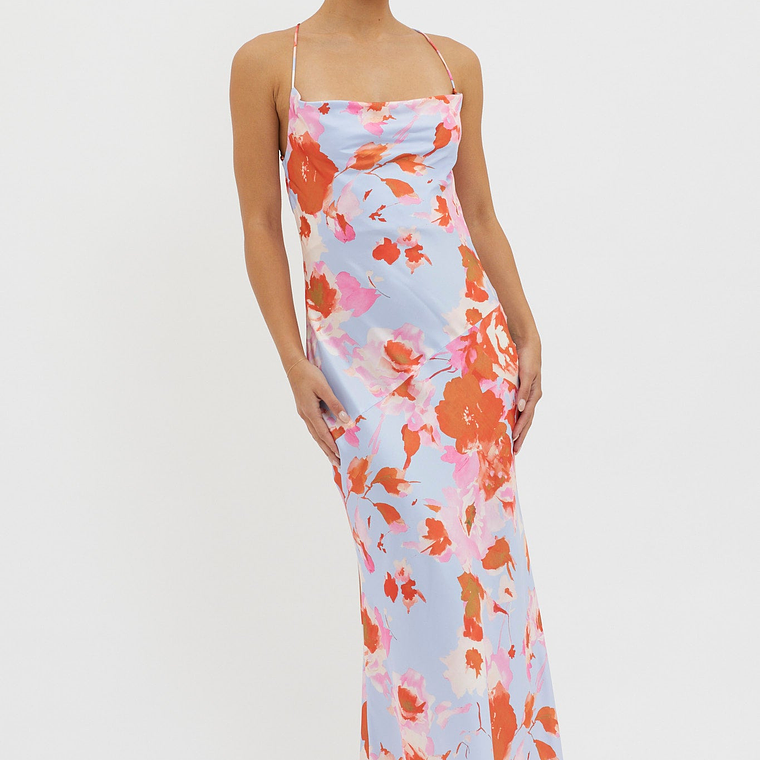 Dream Walk Cowl Back Tied Dress Print Pink 5