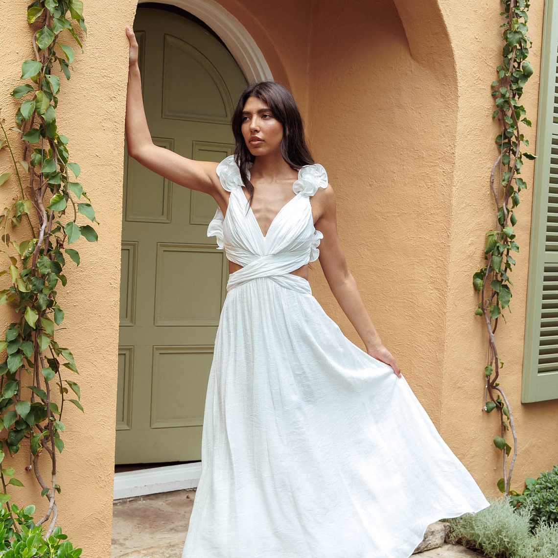 Madara Laced Back Ruffle Dress White 2