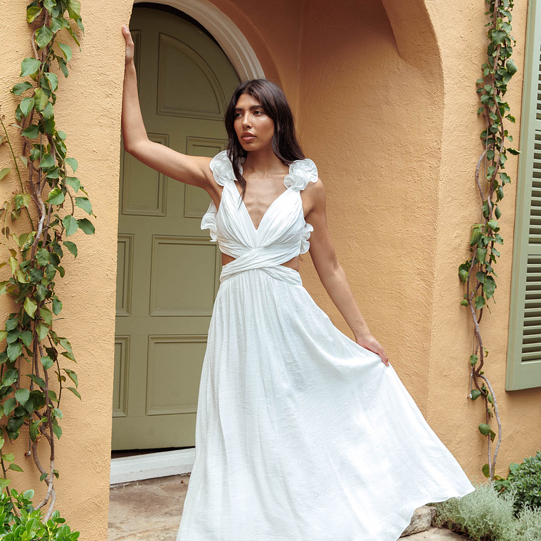 Madara Laced Back Ruffle Dress White 2