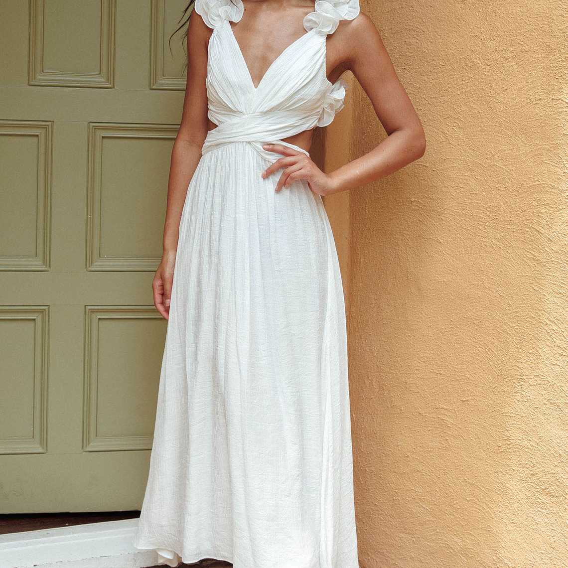 Madara Laced Back Ruffle Dress White 4