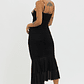 Rose Garden Ruched Mesh Midi Dress Black - thumbnail 2