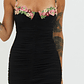 Rose Garden Ruched Mesh Midi Dress Black - thumbnail 4