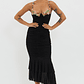Rose Garden Ruched Mesh Midi Dress Black - thumbnail 5