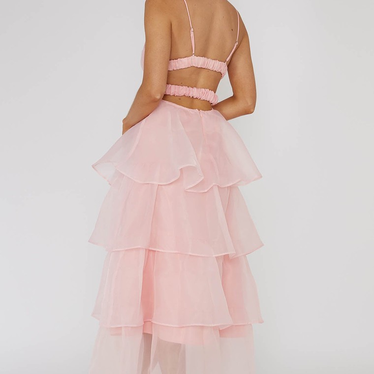 Made For You Tiered Ruffle Midi Dress Pink 3