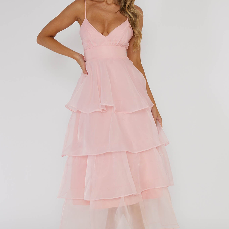Made For You Tiered Ruffle Midi Dress Pink 4