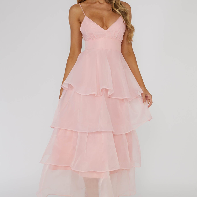 Made For You Tiered Ruffle Midi Dress Pink 6