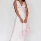 Cassiopeia Open Back String Tie Maxi Dress Powder Pink - thumbnail 3