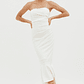Sharona Strapless Gathered Midi Dress White - thumbnail 1