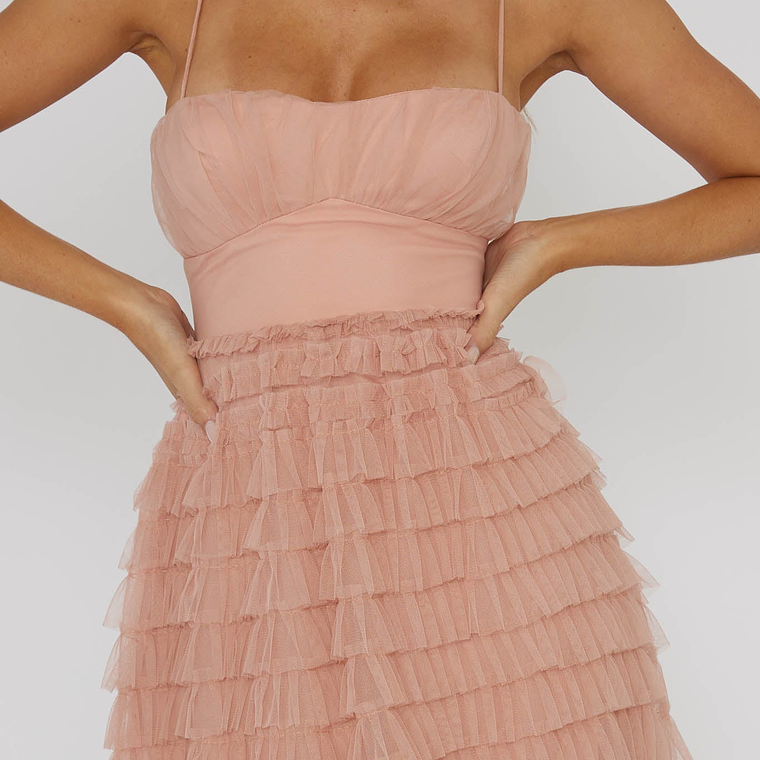 Garden Party Tiered Frill Midi Dress Blush 4