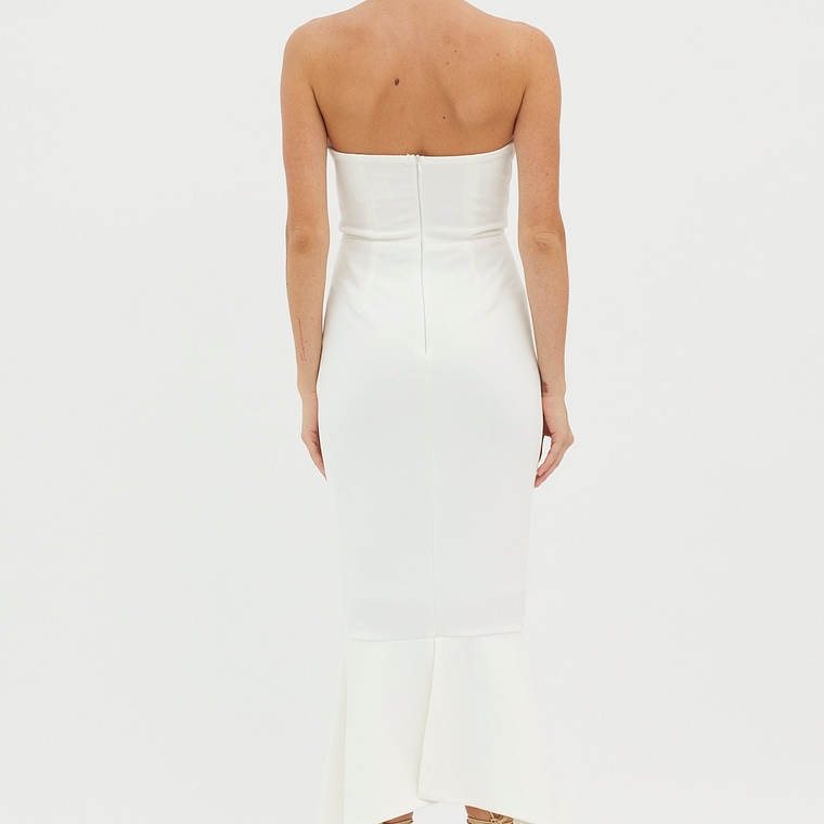 Sharona Strapless Gathered Midi Dress White 2