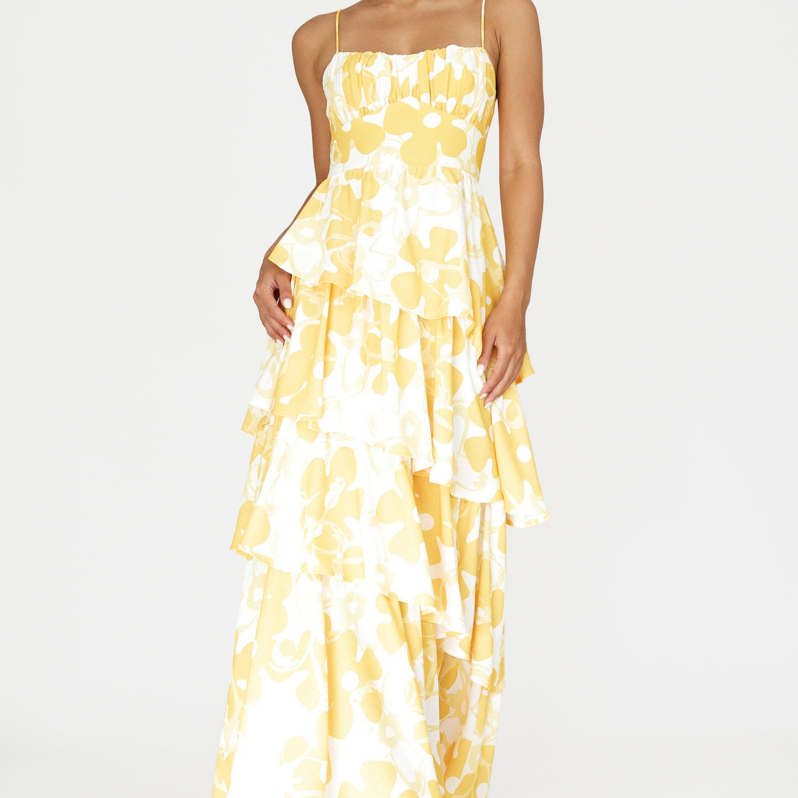 Hopeful Tiered Layered Maxi Dress Yellow 1