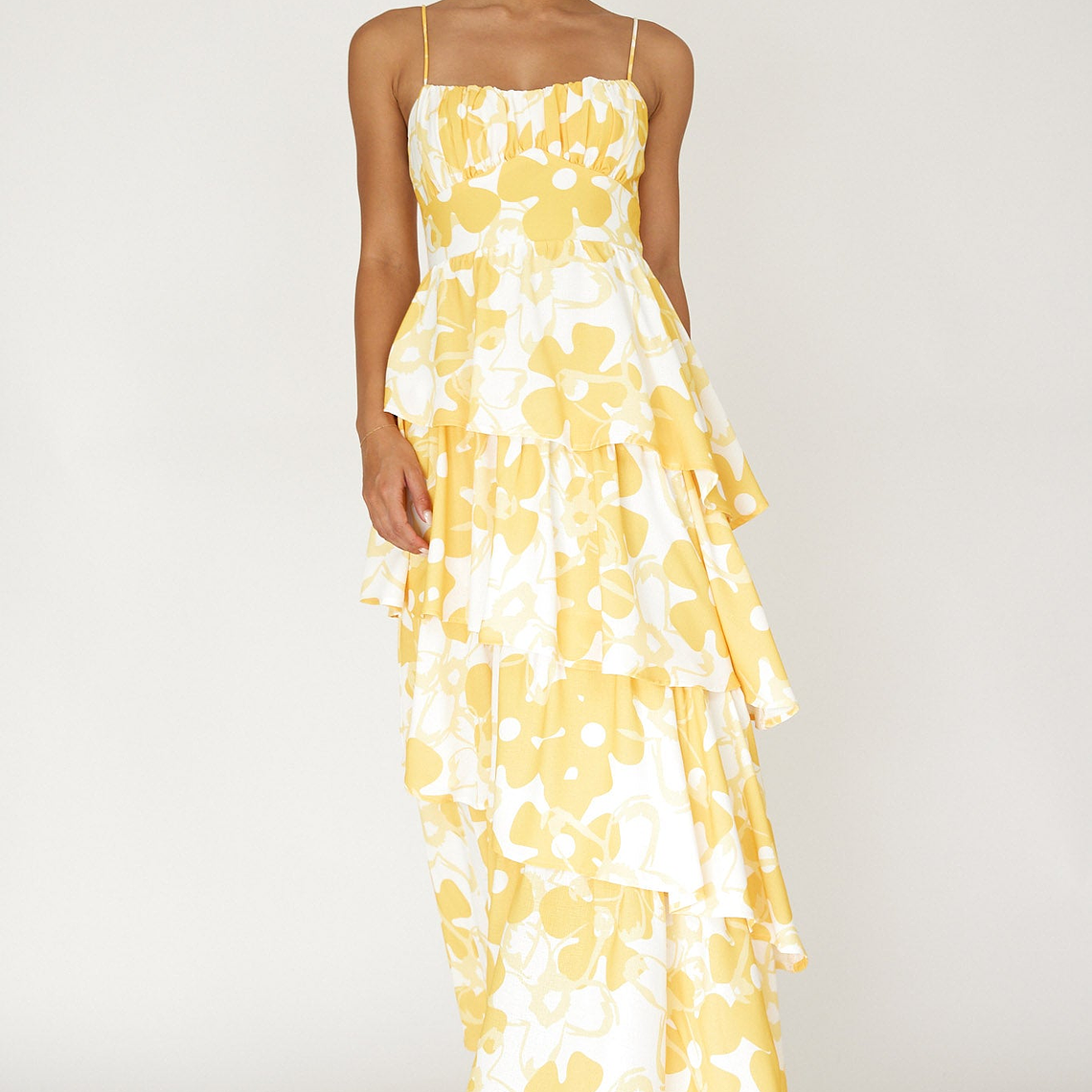 Hopeful Tiered Layered Maxi Dress Yellow 3