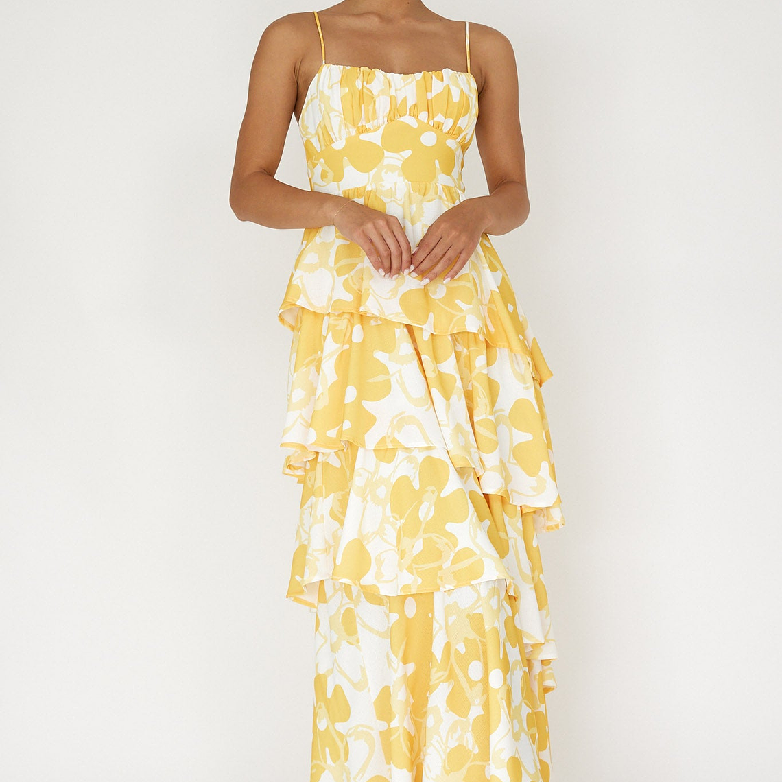 Hopeful Tiered Layered Maxi Dress Yellow 5
