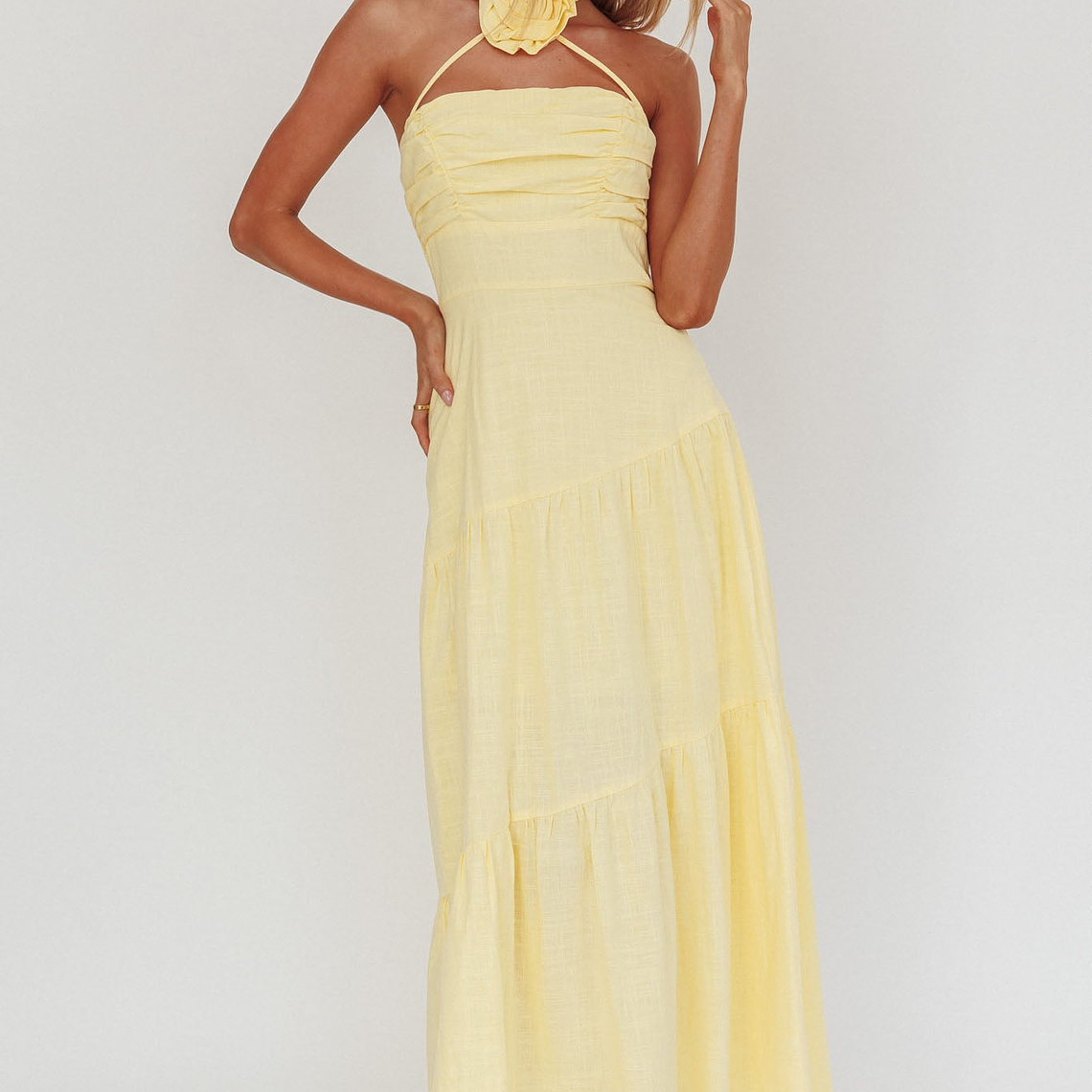 Bondi Rose Decoration Maxi Dress Lemon 1