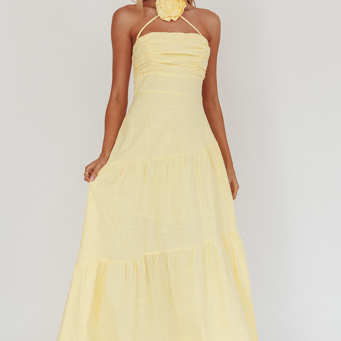 Bondi Rose Decoration Maxi Dress Lemon 3