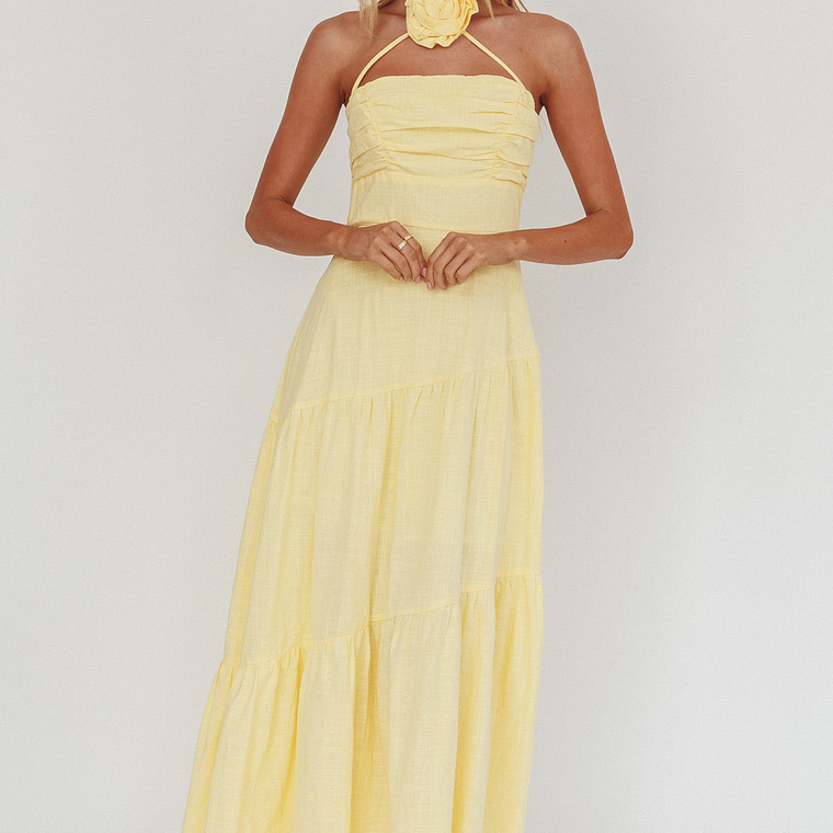 Bondi Rose Decoration Maxi Dress Lemon 4