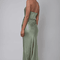 Encore Strapless Satin Maxi Dress Olive - thumbnail 3