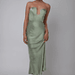 Encore Strapless Satin Maxi Dress Olive - thumbnail 4