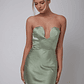 Encore Strapless Satin Maxi Dress Olive - thumbnail 6