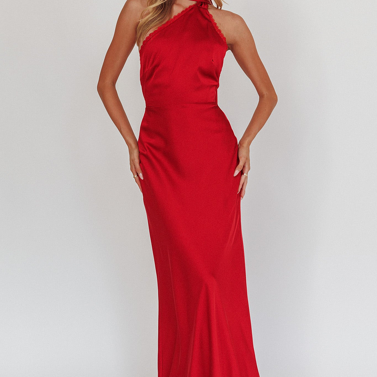 Adora One-Shoulder Maxi Dress Red 1