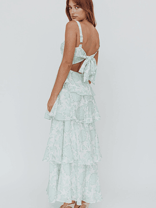 Provence Bloom Tiered Maxi Dress Floral Sage