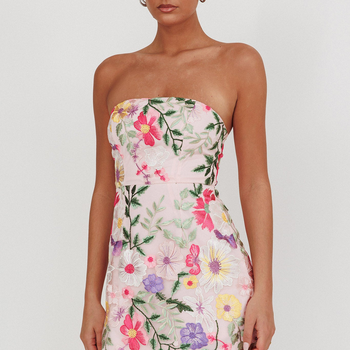Entered The Chat Strapless Mini Dress Multi 5