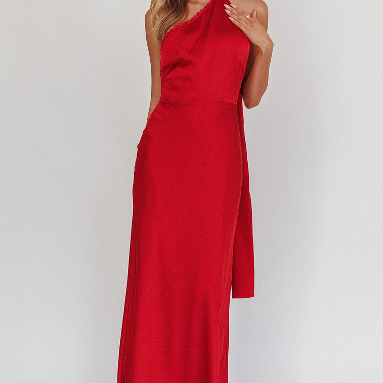 Adora One-Shoulder Maxi Dress Red 4