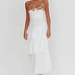 Rose Garden Tiered Ruffle Floral Trim Maxi Dress White - thumbnail 1