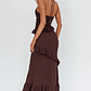 Clemence Smocked Frill Trim Maxi Dress Chocolate - thumbnail 2