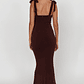 Rose Garden Tied Shoulder Maxi Dress Brown - thumbnail 3
