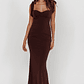 Rose Garden Tied Shoulder Maxi Dress Brown - thumbnail 4