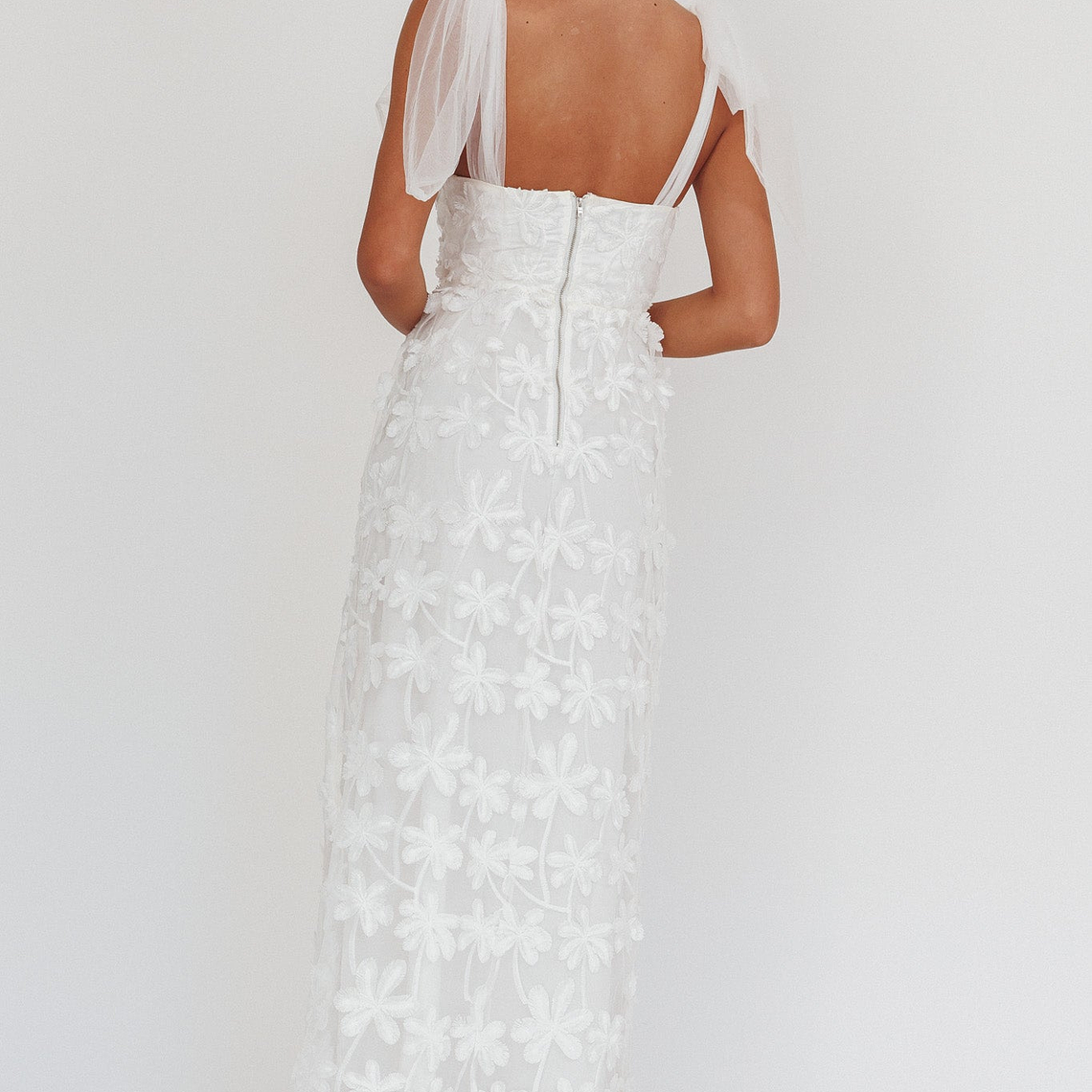Mykonos Morning Tied Shoulder Tree Maxi Dress White 2