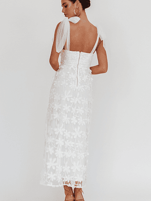 Mykonos Morning Tied Shoulder Tree Maxi Dress White