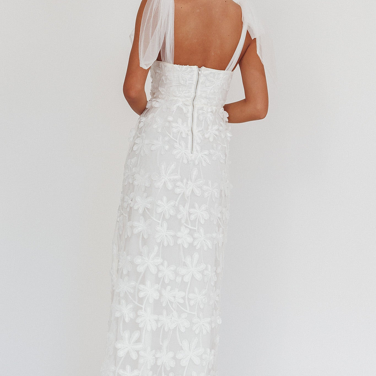 Mykonos Morning Tied Shoulder Tree Maxi Dress White 2
