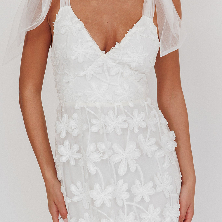 Mykonos Morning Tied Shoulder Tree Maxi Dress White 3