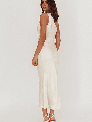Always Golden One-Shoulder Midi Dress Champagne