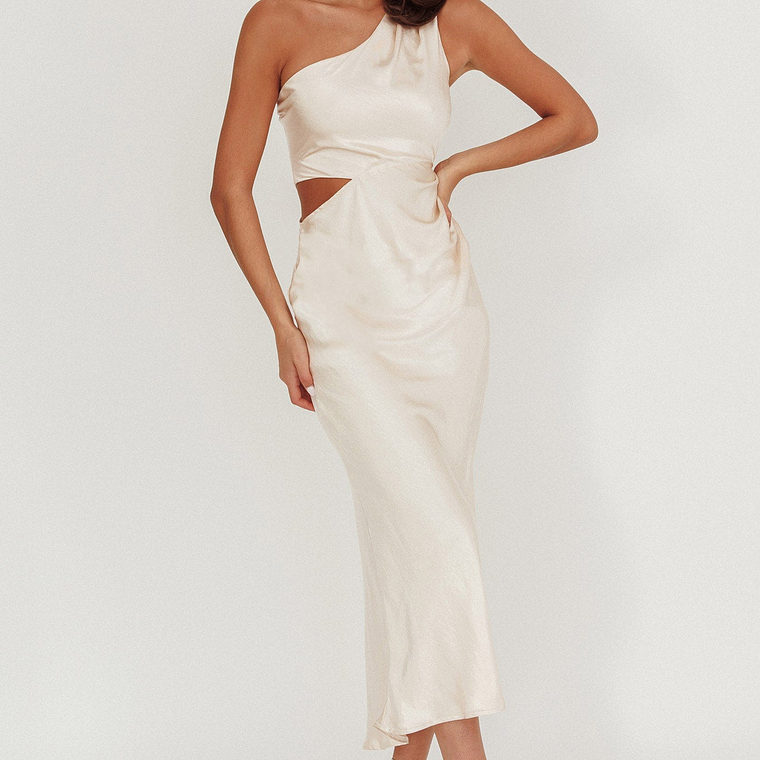 Always Golden One-Shoulder Midi Dress Champagne 4