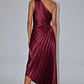 Brooklynn One-Shoulder Accordion Pleat Dress Wine - thumbnail 2