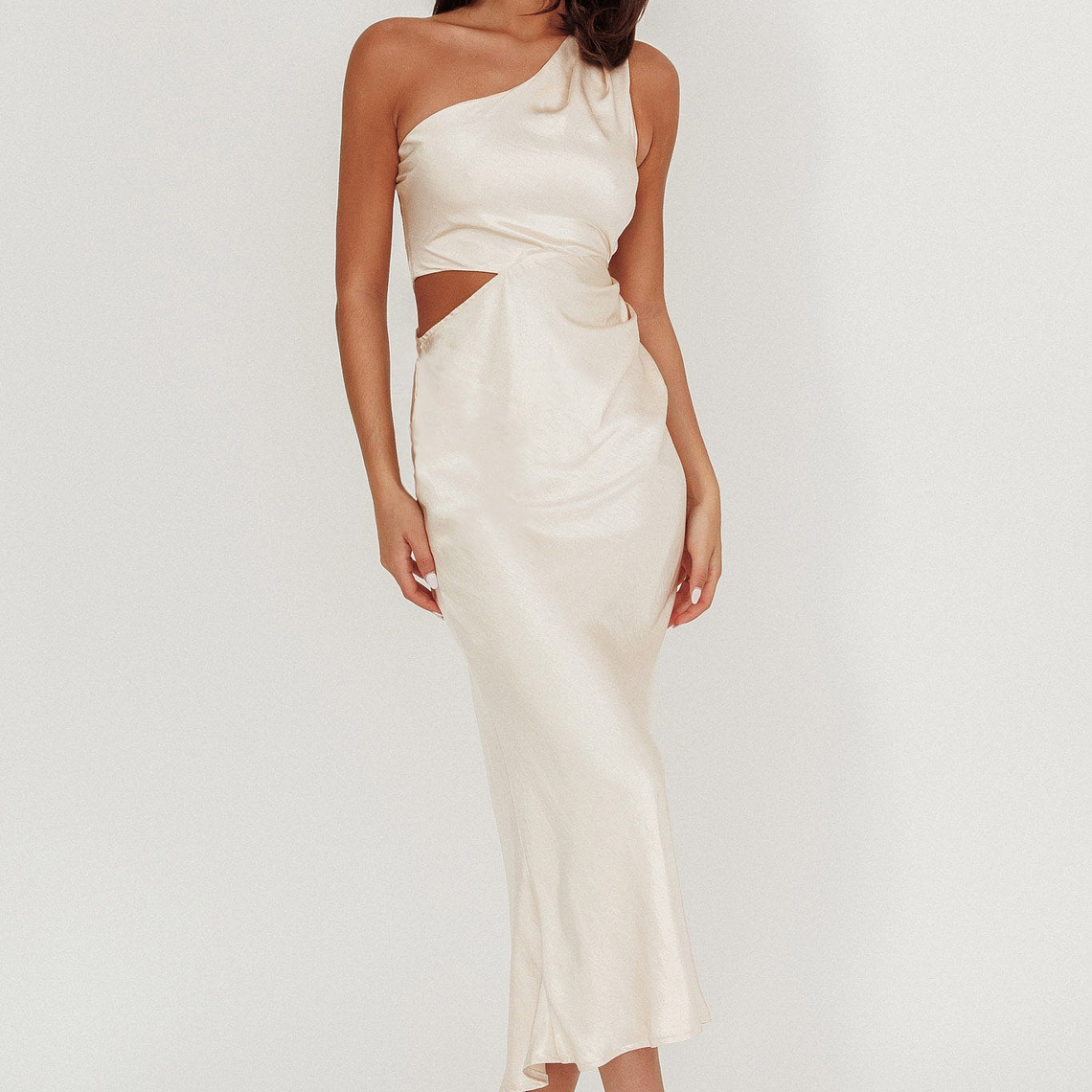 Always Golden One-Shoulder Midi Dress Champagne 5