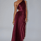 Brooklynn One-Shoulder Accordion Pleat Dress Wine - thumbnail 3